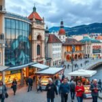 Eurovea bevásárlóközpont a Duna partján Pozsonyban