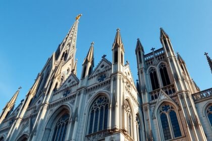 A Szent Erzsébet-dóm gótikus építészete Kassa városában.