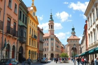 A Kassa Fő utcájának színes palotái és hangulatos sétálóutcája.