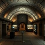 Az Alsó-kapu földalatti múzeumának belsőtere, interaktív kiállításokkal