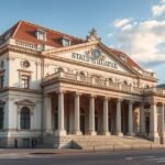 A Kassai Állami Színház impozáns épülete és homlokzata.