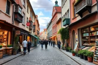 Hrnčiarska utca Kassán, macskaköves sétálóutca kézműves boltokkal