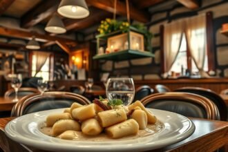 Finom sztrapacska tálalva helyi étteremben Kassán