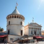 A Fehér Torony és a várostörténeti múzeum Thesszalonikiben.