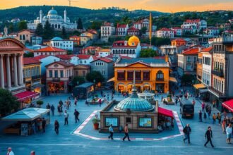 Thesszaloniki városa, Arisztotelész tér kilátás a tengerparttal.