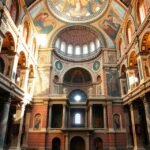 A Szent Demeter-bazilika lenyűgöző belső tere Thesszalonikiben.