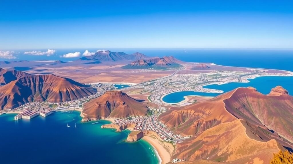 Légifelvétel Tenerifről és a Kanári-szigetek gyönyörű tájáról.