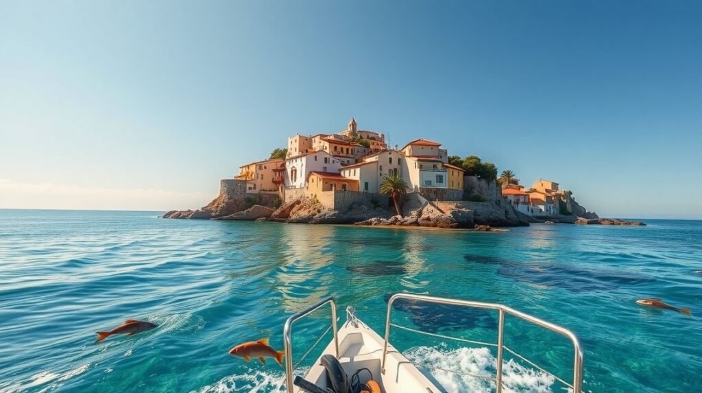 Hajókirándulás Tabarca szigetére: gyönyörű tenger és történelmi falu.