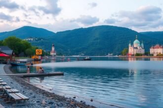 Balaton északi vagy déli part vízparti panoráma nyáron