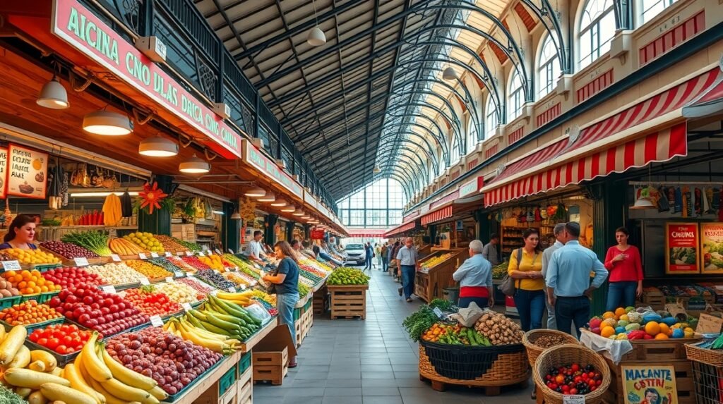 Friss gyümölcsök és zöldségek a Mercado Central piacon Alicante-ban