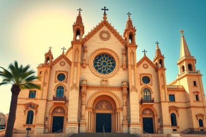 A Santa María bazilika gótikus épülete Alicante városában.
