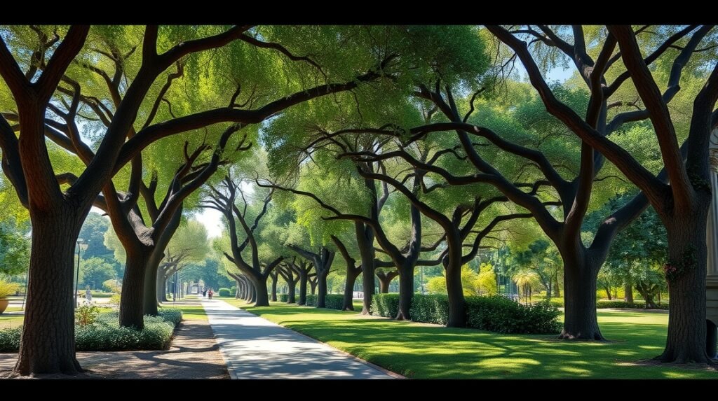 Canalejas park gyönyörű fikuszfái és sétaútja