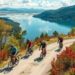 Kerékpárosok a Tisza-tó közelében, gyönyörű természetben