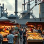 Fenix Food Factory gasztropiac Rotterdamban, friss ételek és piaci hangulat.