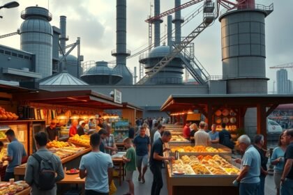 Fenix Food Factory gasztropiac Rotterdamban, friss ételek és piaci hangulat.