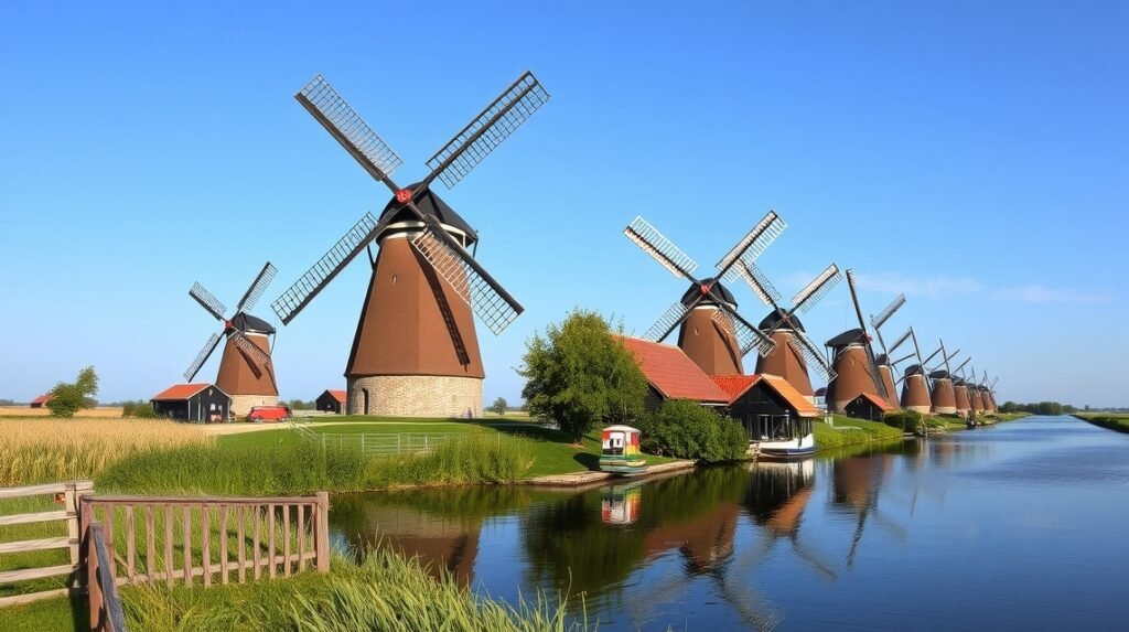 Kinderdijk világhírű szélmalmai és csatornái