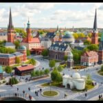 Madurodam mini látképe, Hollandia ikonikustájait bemutatva.