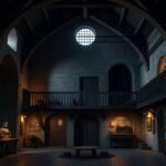 A Gevangenpoort börtönmúzeum belső tere középkori stílusban.