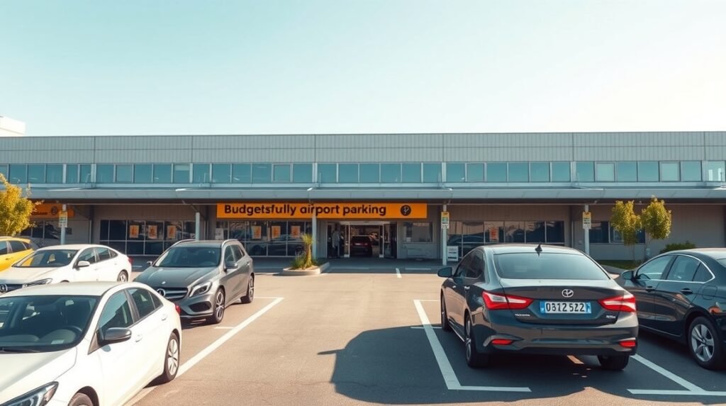 Olcsó repülőtéri parkoló Ferihegy közelében, sok autóval.