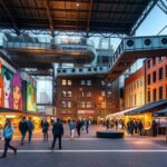 Strijp-S kreatív negyed Eindhovenban vibráló street art és üzletek.