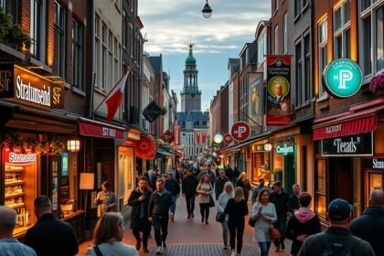 Stratumseind, Hollandia leghosszabb kocsmautcája éjszakai fényei