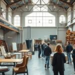 Piet Hein Eek dizájnműhelye Eindhovenben, modern bútordarabokkal.