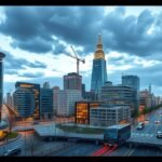 Modern városi táj Eindhovenban, a dizájn fővárosában.