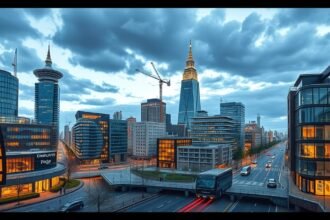 Modern városi táj Eindhovenban, a dizájn fővárosában.