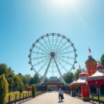 A Bécsi Prater Óriáskerék és a szórakoztató park látványa