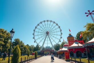 A Bécsi Prater Óriáskerék és a szórakoztató park látványa