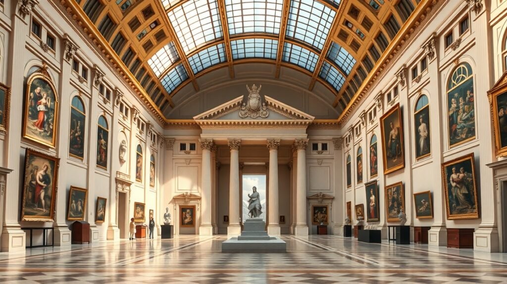 A Bécsi Művészettörténeti Múzeum belső terme, csodás festményekkel.