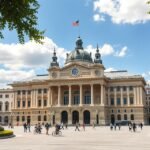 A Bécsi Városháza impozáns neo-gótikus épülete a Rathausplatzon.