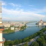 Kilátás a Duna-toronyból Bécs városára és a Dunára