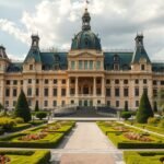 Az Eggenberg-kastély gyönyörű homlokzata Grazban.