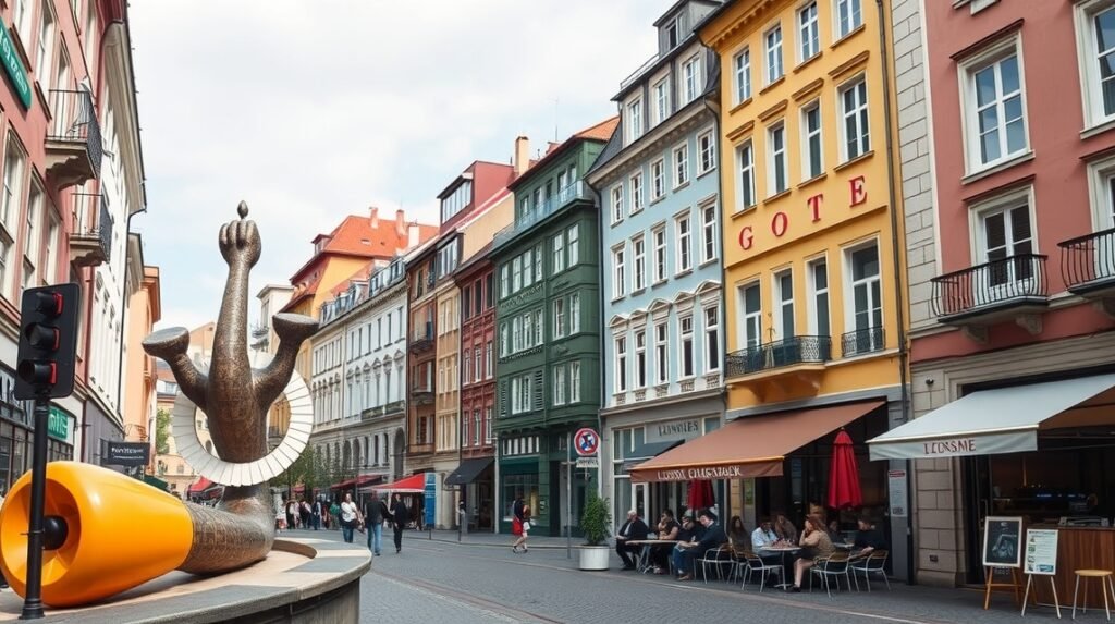 Graz városának színes utcái kortárs művészettel és építészettel