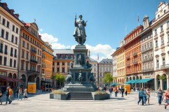 Mária Terézia szobra a Neuer Platzon Klagenfurtban, Ausztriában.