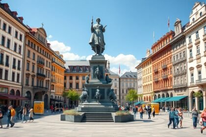 Mária Terézia szobra a Neuer Platzon Klagenfurtban, Ausztriában.