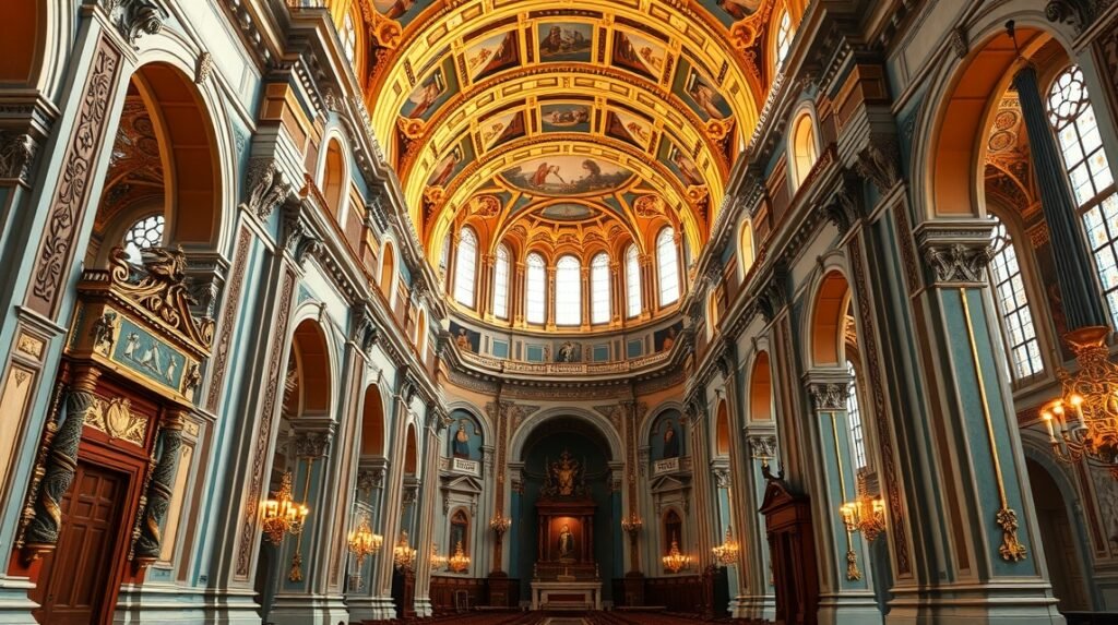 A Klagenfurti Dóm barokk belső terének látványa gazdag részletekkel.