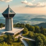 Pyramidenkogel kilátótorony Klagenfurt közelében, lenyűgöző panorámával.