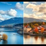 Klagenfurt városa Wörthi-tó, tavaszi és nyári időszak képei.