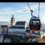Hohensalzburg vára a sikló nézetéből, Salzburg gyönyörű panorámájával