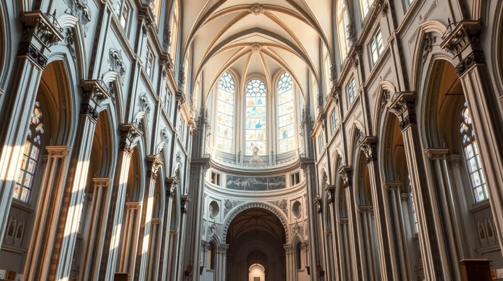 Salzburgi Dóm belső tere, barokk építészet és gyönyörű freskók