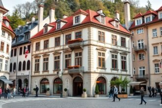 A Mozart-lakóház a Makartplatzon Salzburgban, történelmi építészet