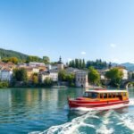 Hajókázás a Salzach folyón Salzburgban csodás panorámával.