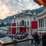 A Salzburgi Ünnepi Játékok előadásának csodás pillanata a színházban.