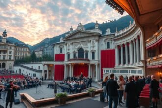 A Salzburgi Ünnepi Játékok előadásának csodás pillanata a színházban.