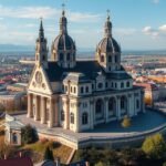 Notre-Dame de Fourvière bazilika Lyon városával a háttérben.
