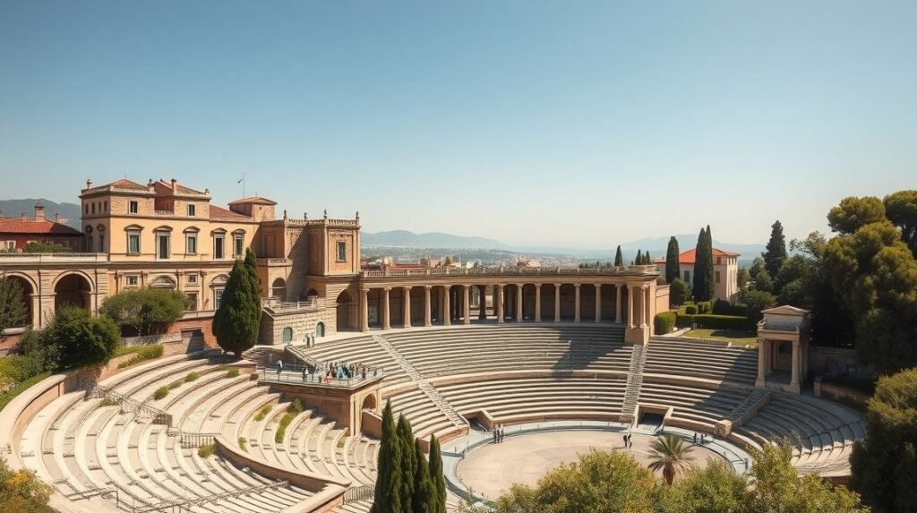 Ókori római színház a Fourvière-dombon Lyonban, Franciaországban.