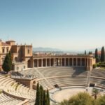 Ókori római színház a Fourvière-dombon Lyonban, Franciaországban.