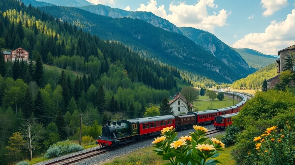 Vasúti utazás a Bakony festői tájain a Cuha-völgyben.